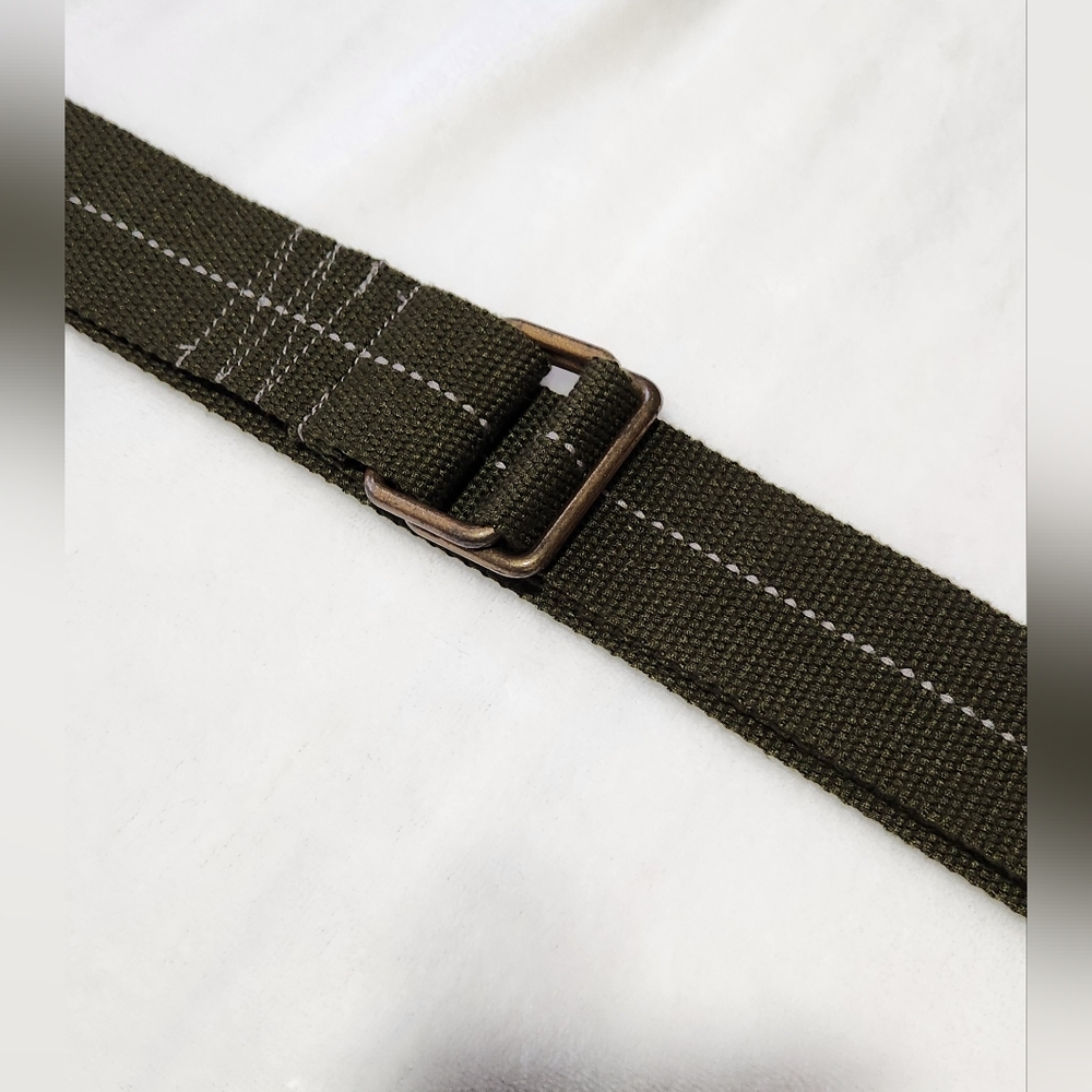 Mens Army Green Casual Brass Jeans Belt 52-54